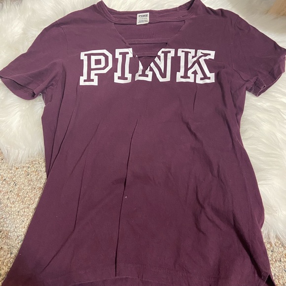 PINK burgundy t shirt Size S - Picture 1 of 2